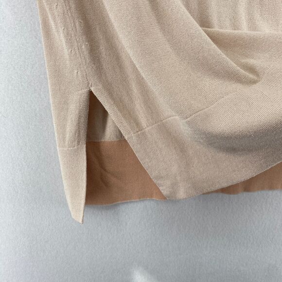 MM. LAFLEUR Sweater M Cotton Viscose Tunic Split Neck 3/4 Sleeve Pullover Beige - Picture 7 of 15